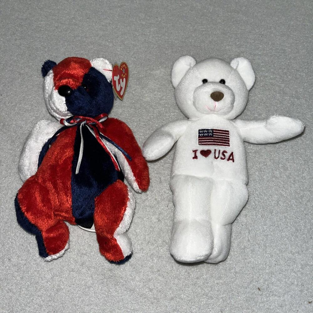 2 Patriotic Beanie Bears